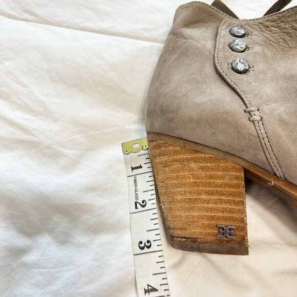 Sam Edelman Gray Suede Ankle Boots Block Heel Zip Up Western Bootie Size 8 - Picture 7 of 8